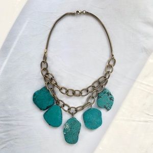 Anthropologie Turquoise & Gold Statement Necklace